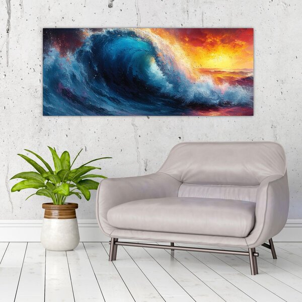 Slika - Val u zalasku sunca (120x50 cm)