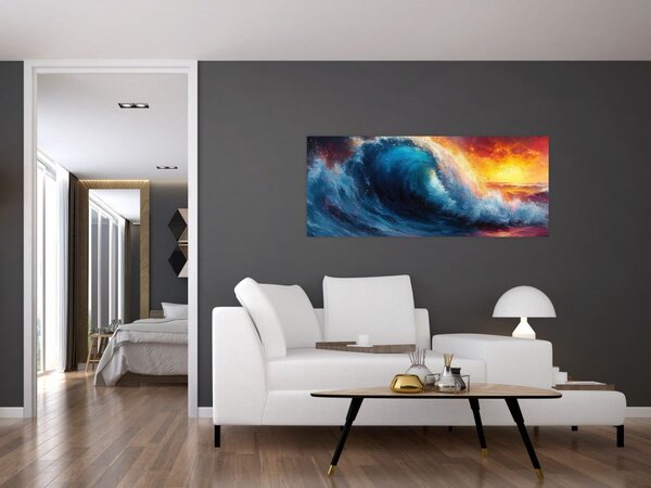 Slika - Val u zalasku sunca (120x50 cm)