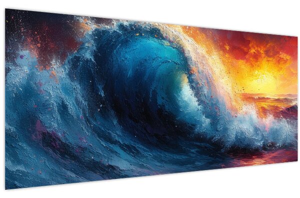Slika - Val u zalasku sunca (120x50 cm)
