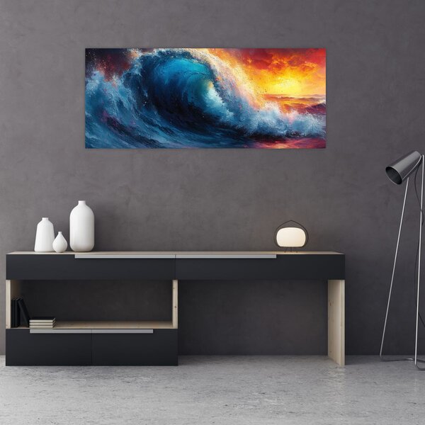 Slika - Val u zalasku sunca (120x50 cm)