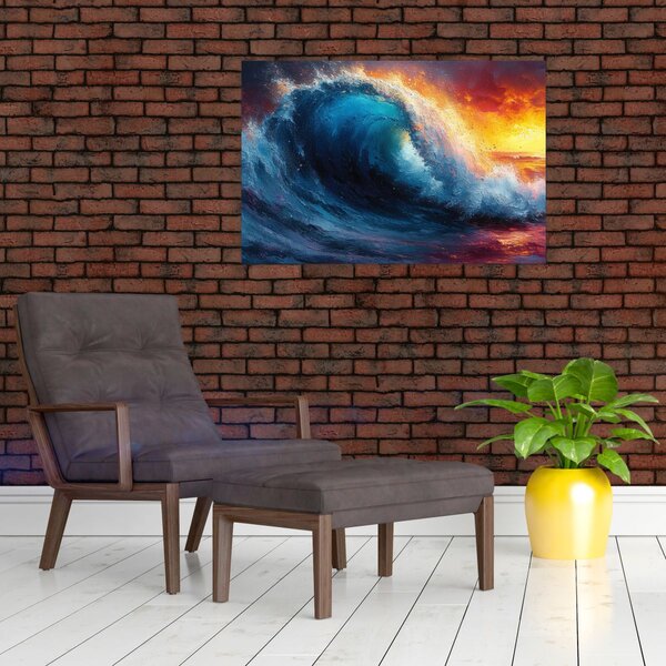 Slika - Val u zalasku sunca (90x60 cm)