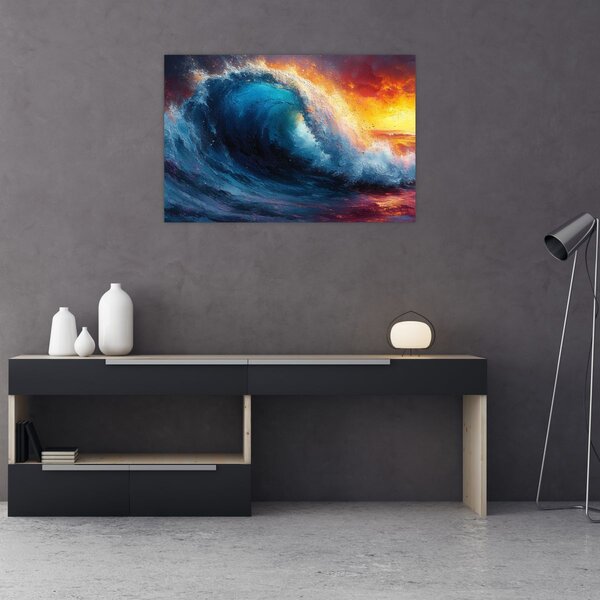 Slika - Val u zalasku sunca (90x60 cm)