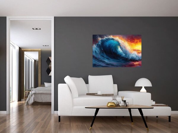 Slika - Val u zalasku sunca (90x60 cm)