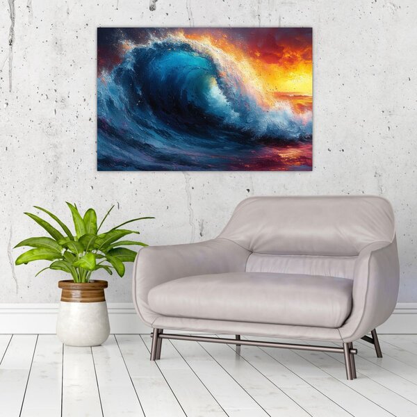 Slika - Val u zalasku sunca (90x60 cm)