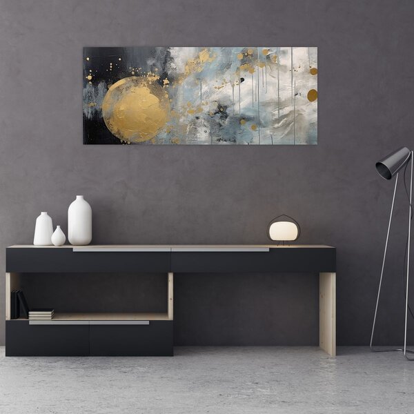 Slika - Apstrakcija sa zlatnom loptom (120x50 cm)