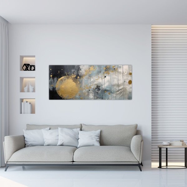 Slika - Apstrakcija sa zlatnom loptom (120x50 cm)