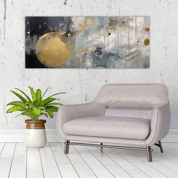 Slika - Apstrakcija sa zlatnom loptom (120x50 cm)
