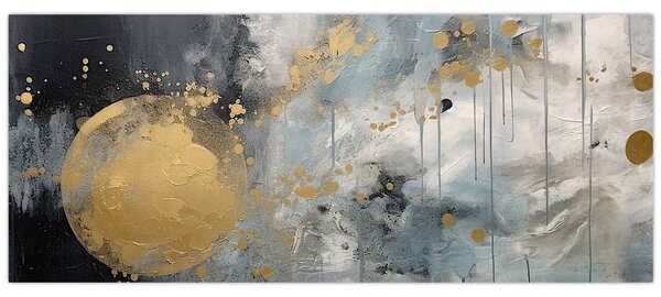 Slika - Apstrakcija sa zlatnom loptom (120x50 cm)