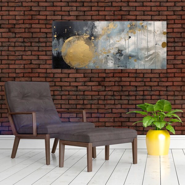 Slika - Apstrakcija sa zlatnom loptom (120x50 cm)