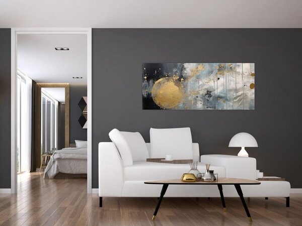Slika - Apstrakcija sa zlatnom loptom (120x50 cm)