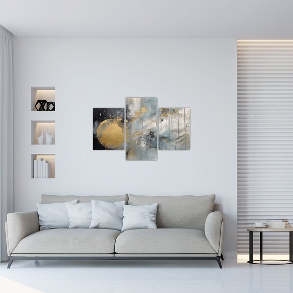 Slika - Apstrakcija sa zlatnom loptom (90x60 cm)