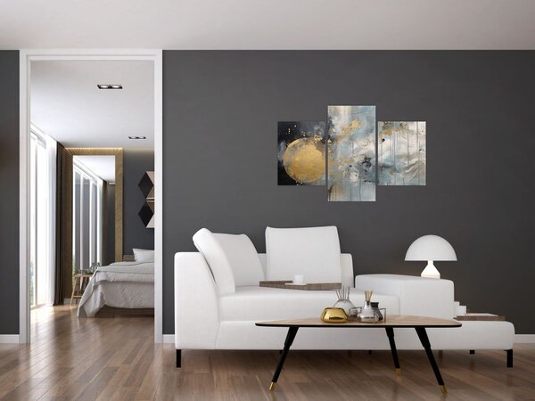 Slika - Apstrakcija sa zlatnom loptom (90x60 cm)