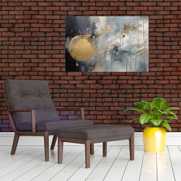 Slika - Apstrakcija sa zlatnom loptom (90x60 cm)