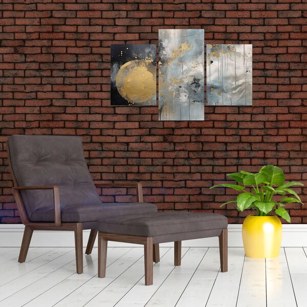 Slika - Apstrakcija sa zlatnom loptom (90x60 cm)