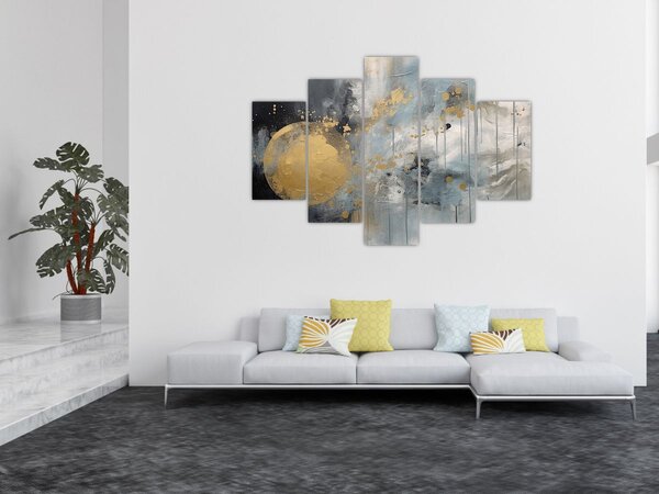 Slika - Apstrakcija sa zlatnom loptom (150x105 cm)