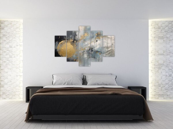 Slika - Apstrakcija sa zlatnom loptom (150x105 cm)