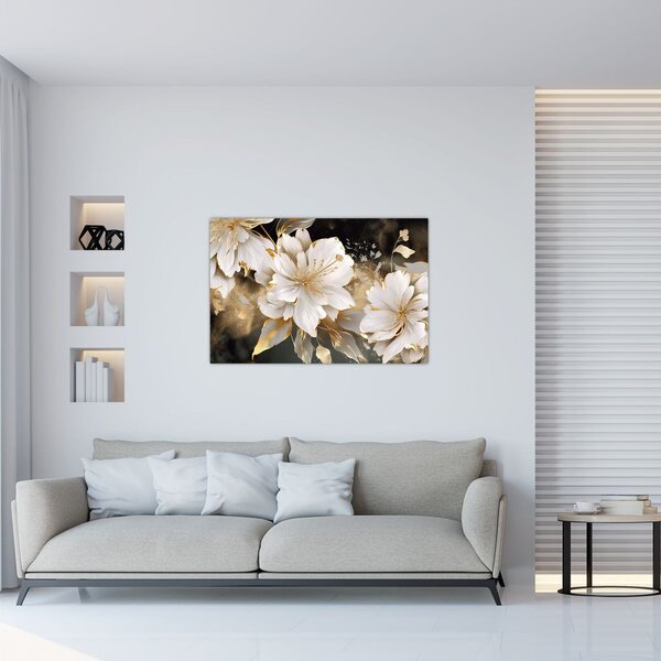 Slika - Cvijeće u zlatu (90x60 cm)