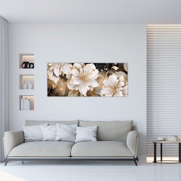 Slika - Cvijeće u zlatu (120x50 cm)