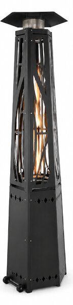 Elegantni plinski grijač za terasu od 13 kW s efektom plamena – 210 cm, crni