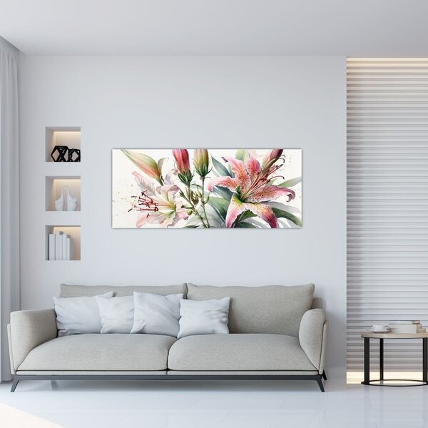 Slika - Ljiljani, ilustracije (120x50 cm)