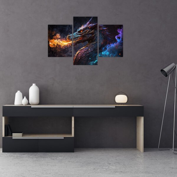 Slika - Zmaj bljuje plamen (90x60 cm)