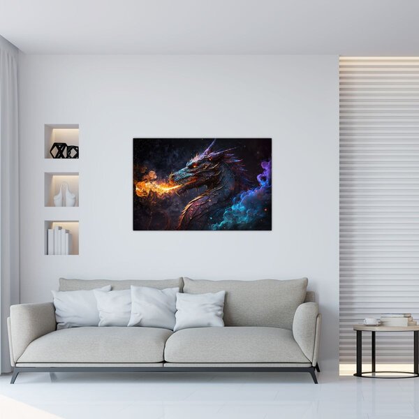 Slika - Zmaj bljuje plamen (90x60 cm)