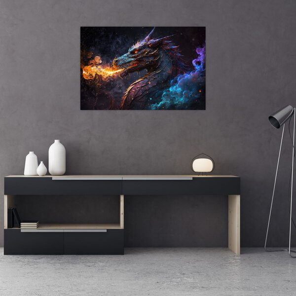 Slika - Zmaj bljuje plamen (90x60 cm)