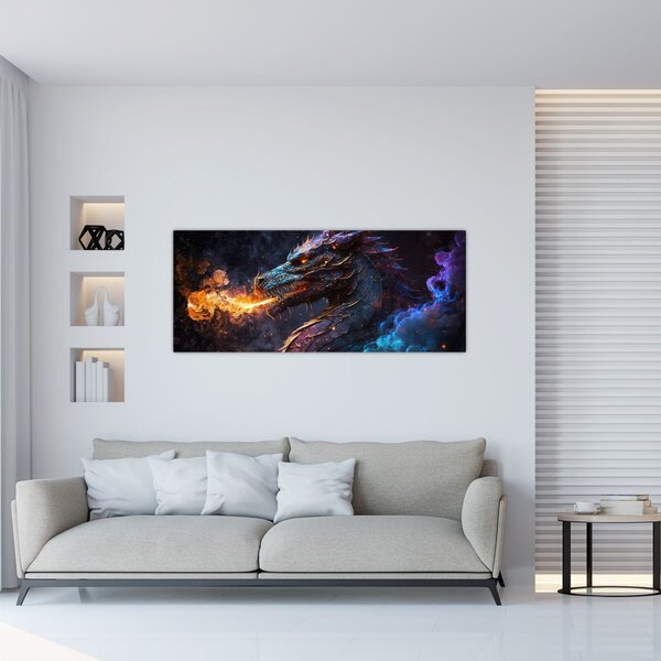 Slika - Zmaj bljuje plamen (120x50 cm)