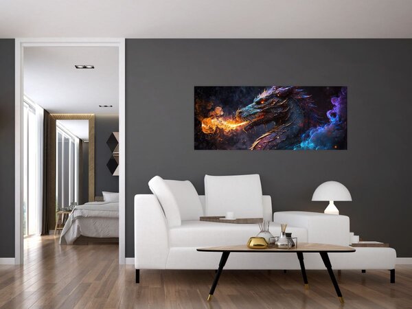 Slika - Zmaj bljuje plamen (120x50 cm)