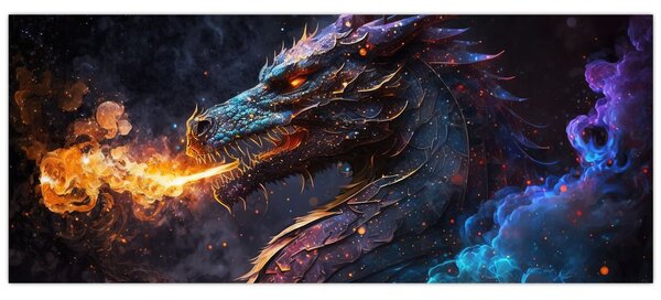 Slika - Zmaj bljuje plamen (120x50 cm)