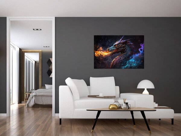 Slika - Zmaj bljuje plamen (90x60 cm)
