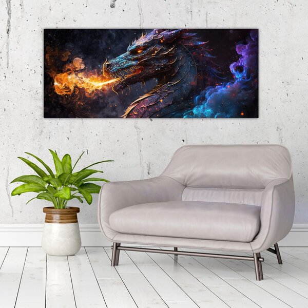 Slika - Zmaj bljuje plamen (120x50 cm)