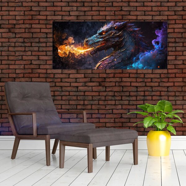 Slika - Zmaj bljuje plamen (120x50 cm)