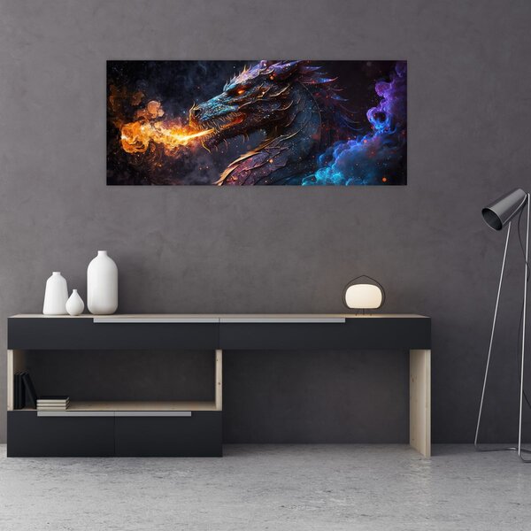 Slika - Zmaj bljuje plamen (120x50 cm)