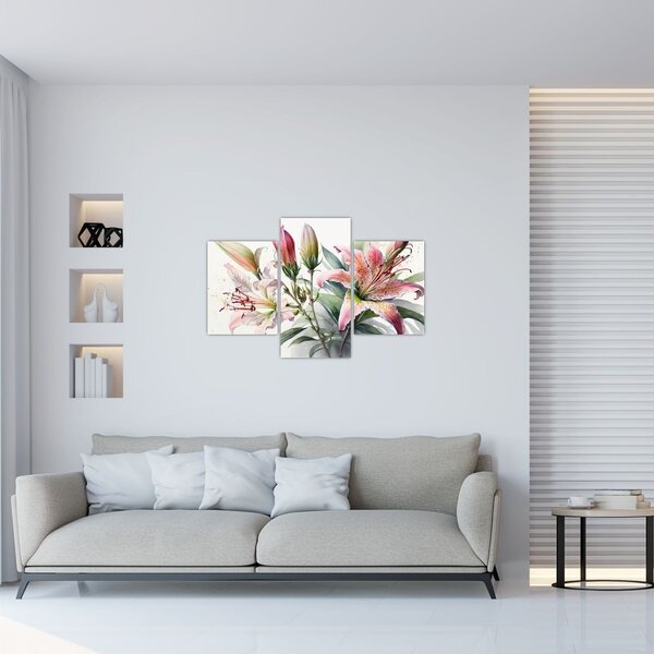 Slika - Ljiljani, ilustracije (90x60 cm)