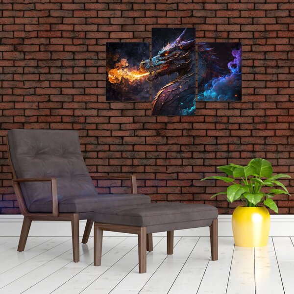 Slika - Zmaj bljuje plamen (90x60 cm)