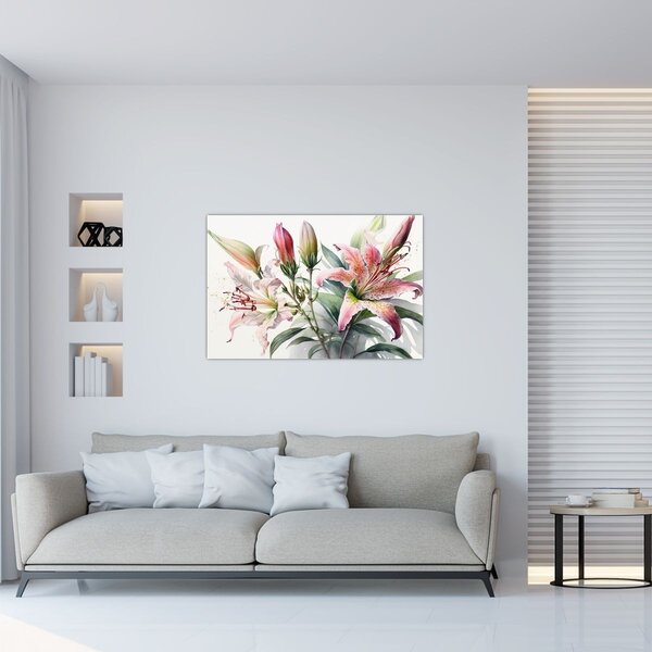 Slika - Ljiljani, ilustracije (90x60 cm)