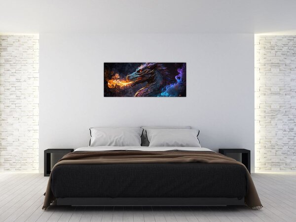 Slika - Zmaj bljuje plamen (120x50 cm)