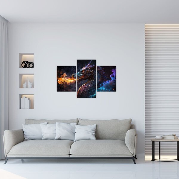 Slika - Zmaj bljuje plamen (90x60 cm)