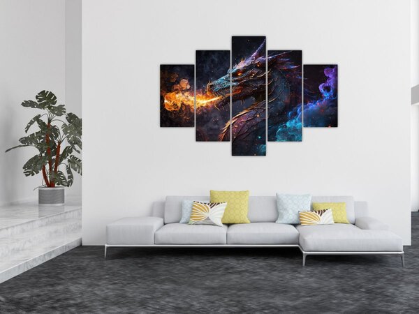 Slika - Zmaj bljuje plamen (150x105 cm)