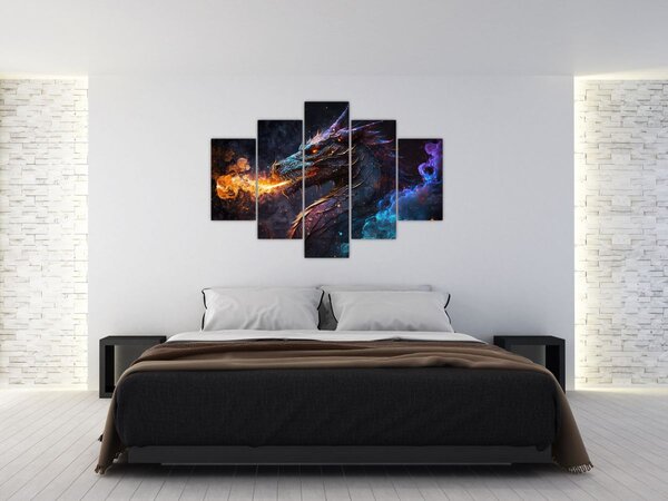 Slika - Zmaj bljuje plamen (150x105 cm)