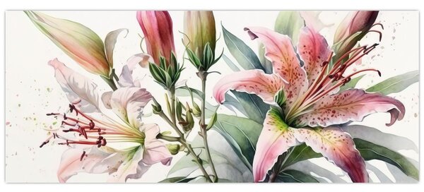 Slika - Ljiljani, ilustracije (120x50 cm)