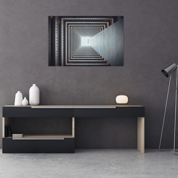 Slika - Pogled iz unutrašnjosti zgrade (90x60 cm)