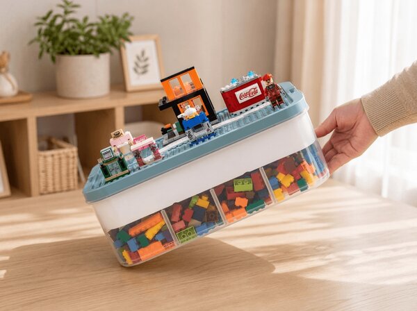 Kutija za pohranu za građevinski set BRICK VAULT 31x30x22 cm, 3 razine