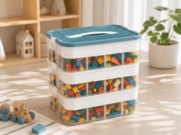Kutija za pohranu za građevinski set BRICK VAULT 31x30x22 cm, 3 razine