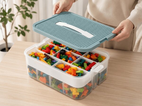 Kutija za pohranu za građevinski set BRICK VAULT 31x30x22 cm, 3 razine