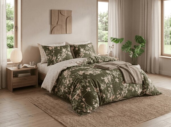 Flanel posteljina od mikrovlakana OLVERIA maslinasto zelena Dimenzije posteljine: 70 x 90 cm | 140 x 200 cm