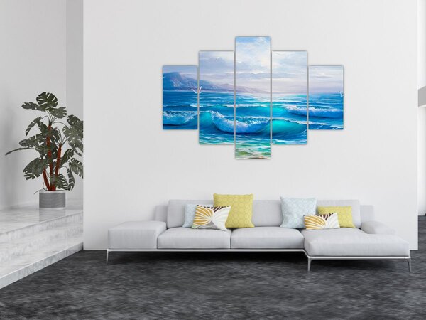 Slika - Ulje na platnu mora s galebovima (150x105 cm)