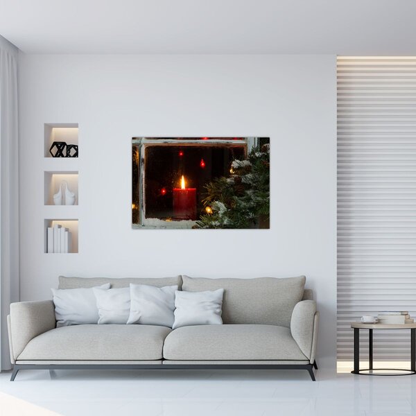 Slika - Svjetleća božićna svijeća (90x60 cm)