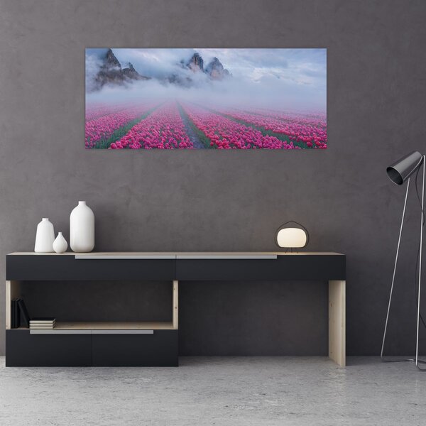 Slika - Krajolik s poljima tulipana (120x50 cm)